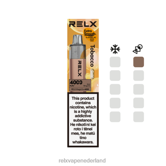 RELX Amsterdam - RELX MagicGo 4000 wegwerpdamp tabak (goud) NTVNN2