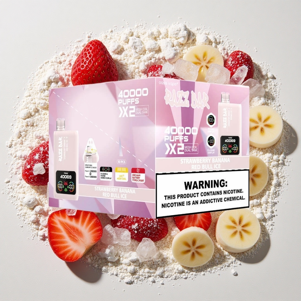 Razz Bar 40000 Puffs Wegwerp Vape Aardbei Banaan_Red Bull IJs