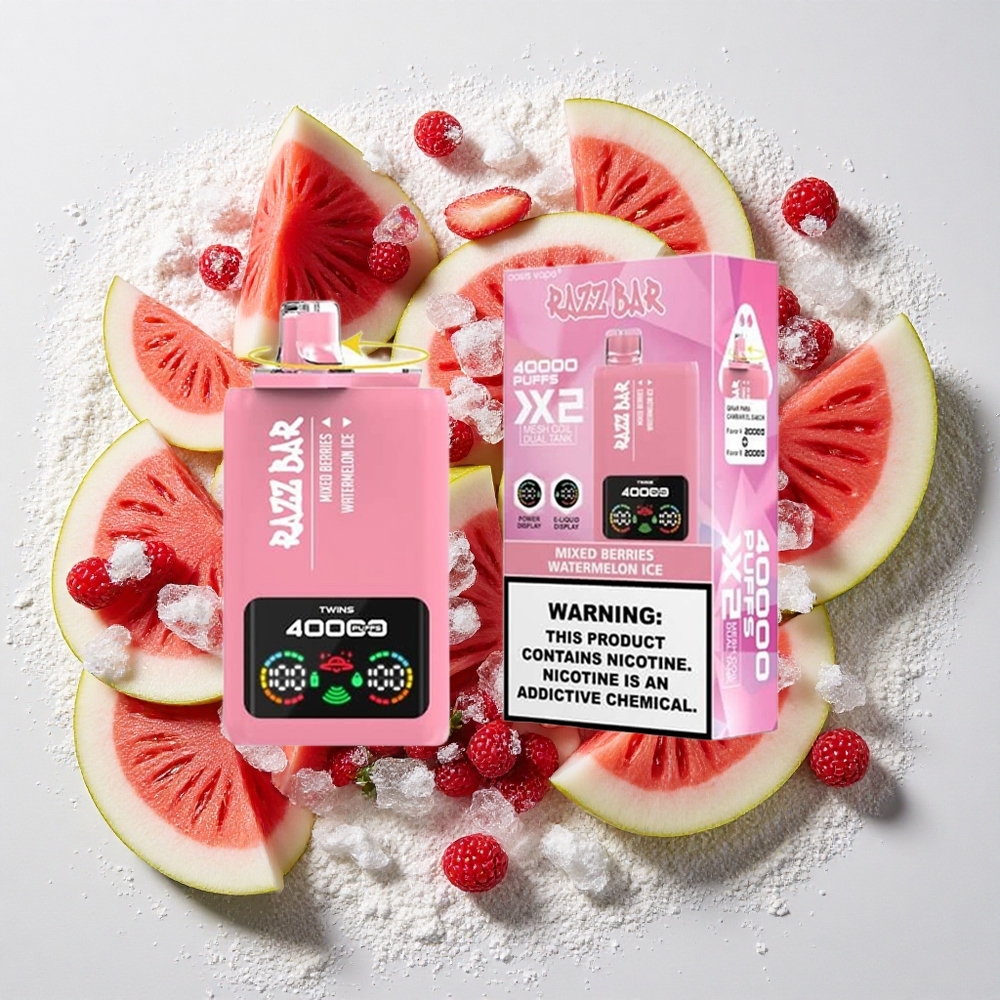 Razz Bar 40000 Puffs Wegwerp Vape Mixed Bessen_Watermelon Ijs met 650 Mah Battery Type-C Port, 2%,5% Nicotinegehalte