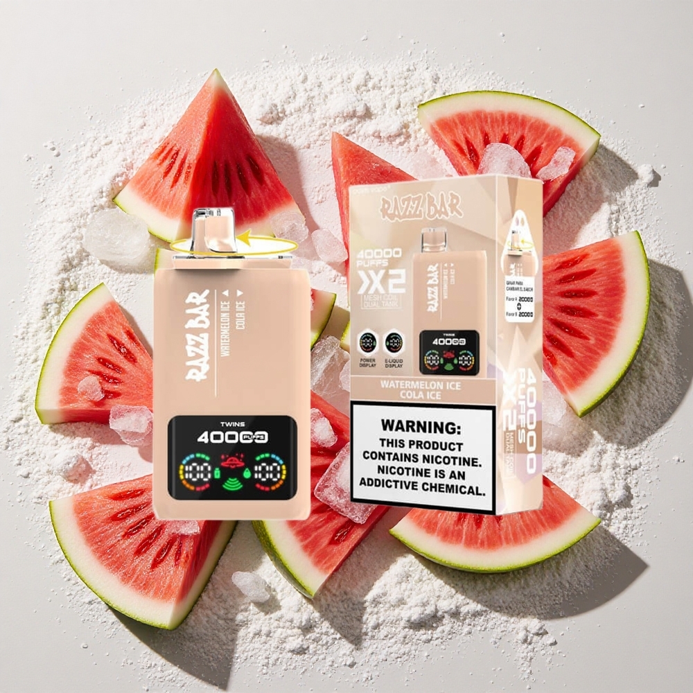 Razz Bar 40000 Puffs Wegwerp Vape Watermeloen Ijs_Cola Ijs 650 Mah Batterij Type-C Poort, 2%,5% Nicotinegehalte