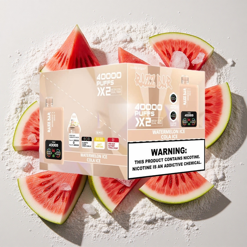 Razz Bar 40000 Puffs Wegwerp Vape Watermeloen Ijs_Cola Ijs 650 Mah Batterij Type-C Poort, 2%,5% Nicotinegehalte