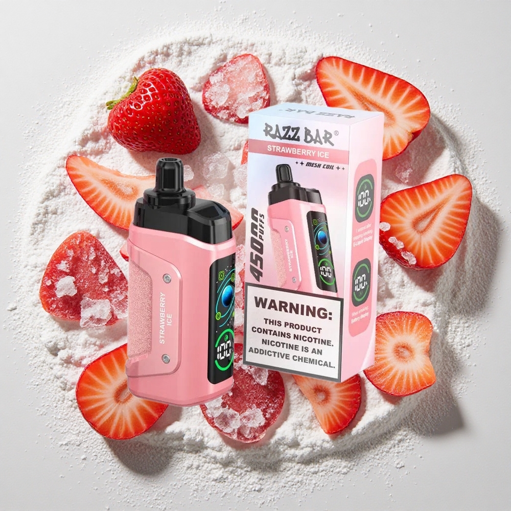 Razz Bar 45000 Puffs Wegwerp Vape Aardbei IJs 650 Mah Batterij Type-C Oplaadbaar 20 mg/ml Nicotine Sterkte