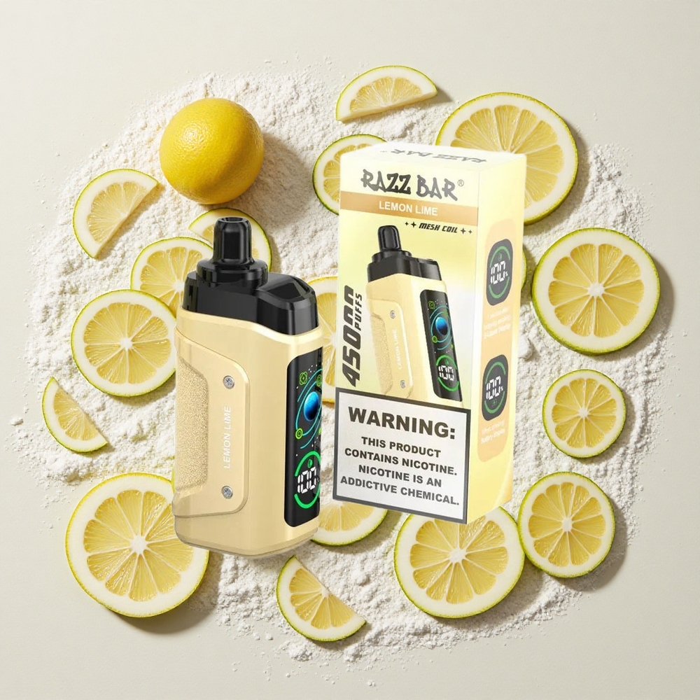 Razz Bar 45000 Puffs Wegwerp Vape Citroen Limoen en Framboos Instelbare Luchtstroom, 650 Mah Batterij, Type-C Oplaadbaar