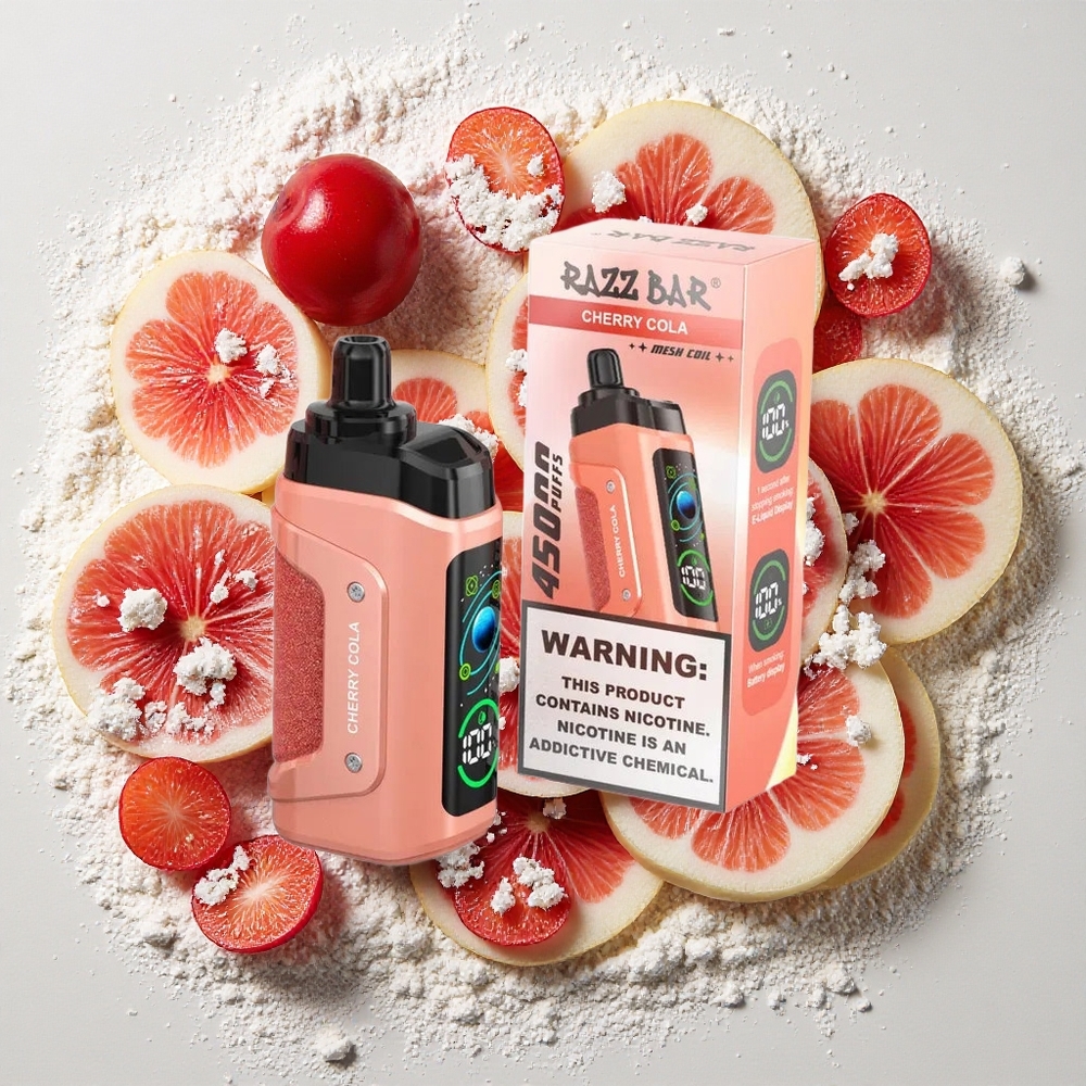 Razz Bar 45000 Puffs Wegwerp Vape Kers Cola Instelbare Luchtstroom, 650 Mah Batterij, Type-C Oplaadbaar, 20 mg/ml Nicotine Sterkte