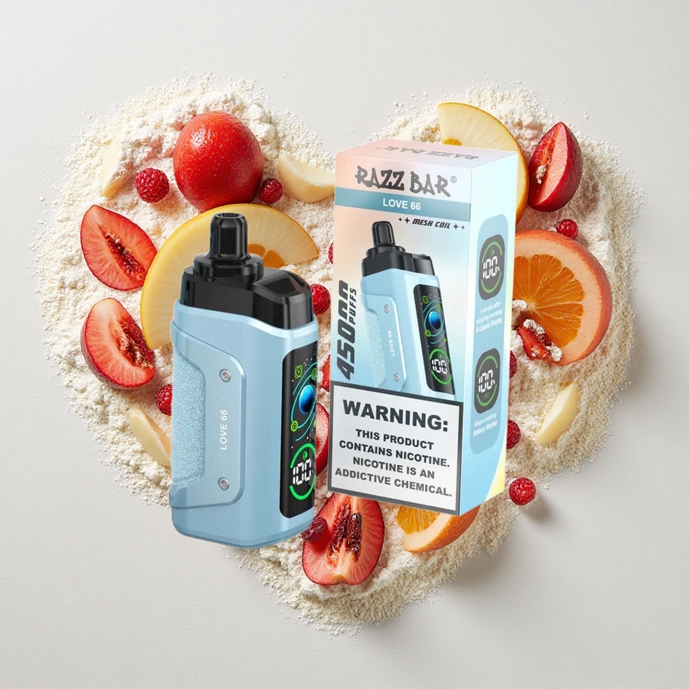 Razz Bar 45000 Puffs Wegwerp Vape Liefde 66 Aanpasbare Luchtstroom 1.0 Ohm Mesh Coil Type-C Oplaadbaar 20 mg/ml Nicotine