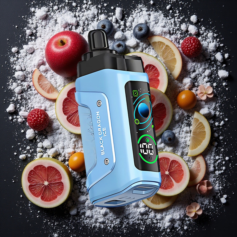 Razz Bar 45000 Puffs Wegwerp Vape Zwarte Draak IJs Instelbare Luchtstroom, 650 Mah Batterij, Type-C Oplaadbaar, 20 mg/ml Nicotine Sterkte