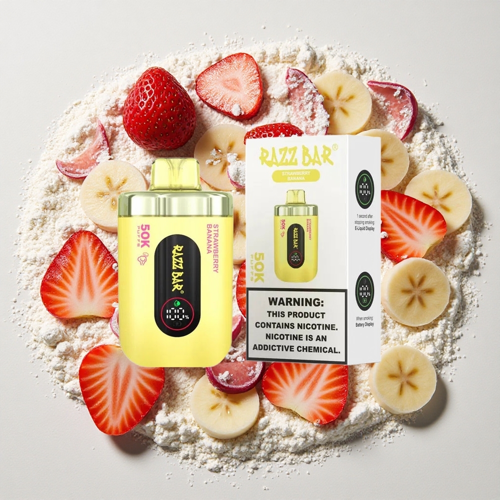 Razz Bar 50K Puffs Wegwerp Vape Aardbei Banaan