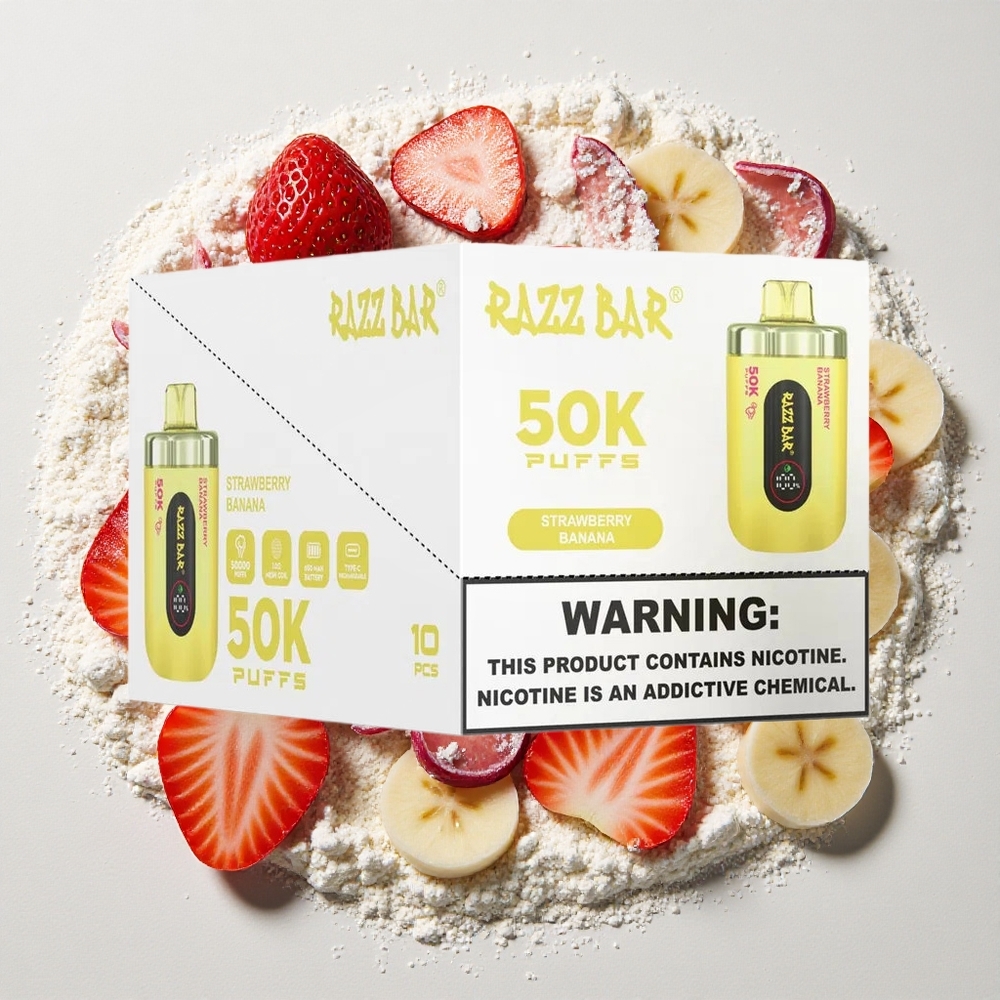 Razz Bar 50K Puffs Wegwerp Vape Aardbei Banaan
