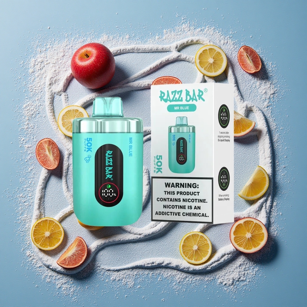 Razz Bar 50K Puffs Wegwerp Vape Meneer Blauw en Framboos