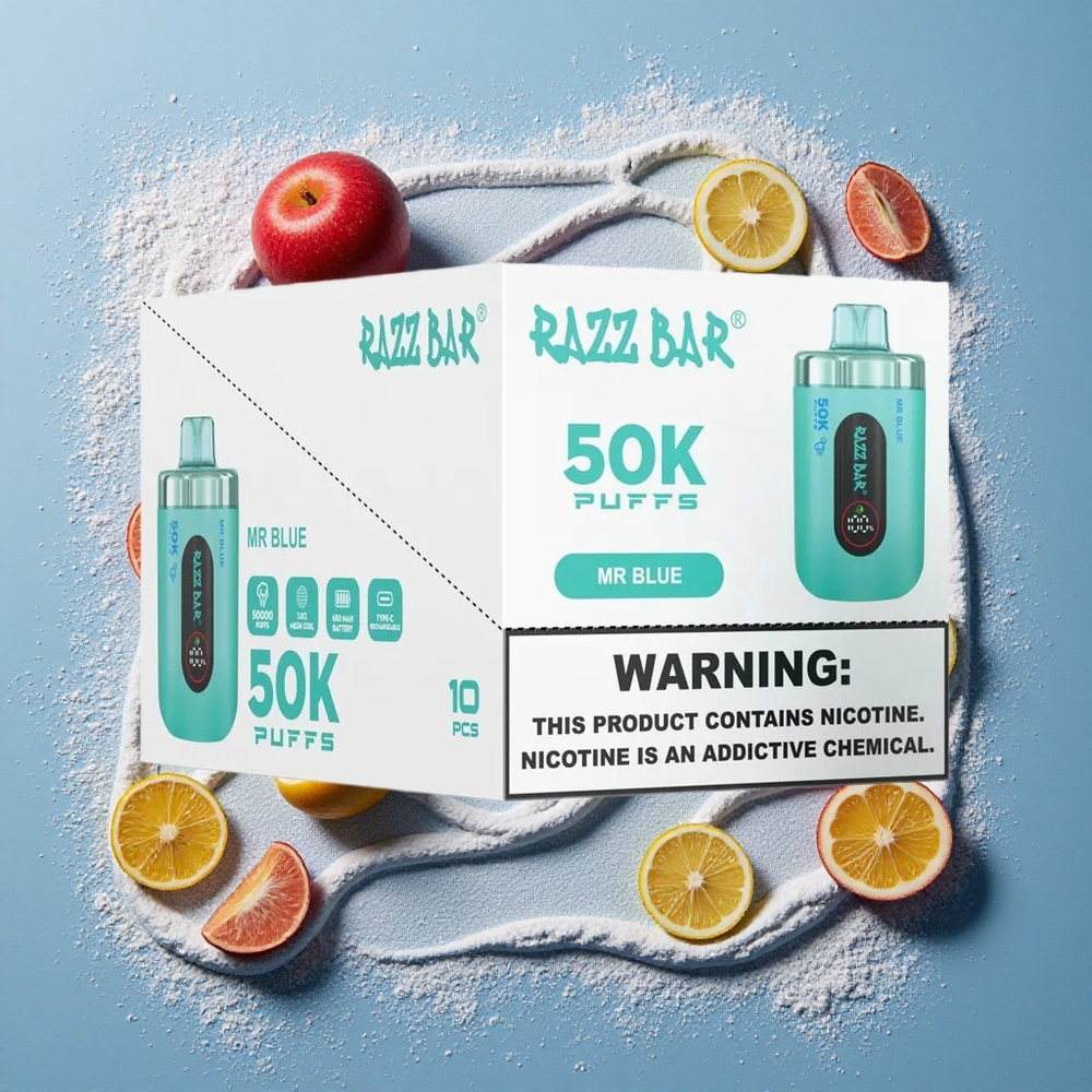 Razz Bar 50K Puffs Wegwerp Vape Meneer Blauw en Framboos