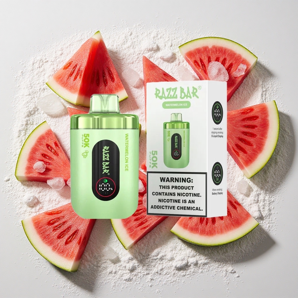 Razz Bar 50K Puffs Wegwerp Vape Watermeloen Ijs Type-C Oplaadbaar, 2% Nicotinegehalte