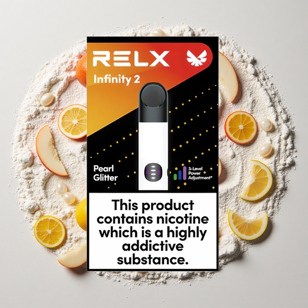 RELX Infinity 2 600-650 Peuter Poeder Vape Device met 1,9 ml Pod, 440mAh Accu, 3 Vermogensstanden, USB Type-C Opladen