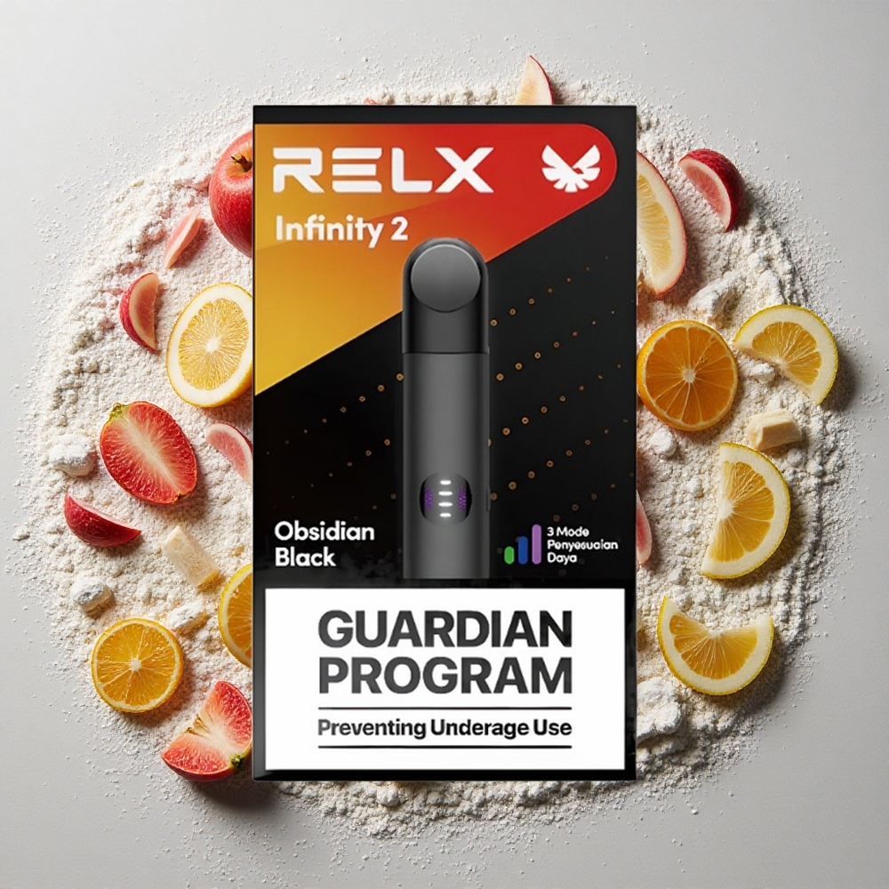 RELX Infinity 2 600-650 Puffs Donkerasteroid Vape Device met 1,9 ml Pod, 440mAh Accu, 3 Vermogensstanden, USB Type-C