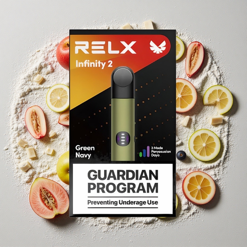 RELX Infinity 2 650 Puffs Groenblauw Vape-apparaat met 1,9 ml Pod, 440mAh Accu, 3 Vermogensstanden, USB Type-C Oplaadpoort