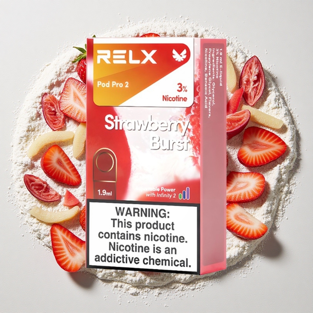 RELX Pod Pro 2 600 Puffs Aardbeienblast Nicotinegehalte:3%, Capaciteit:1.9ml