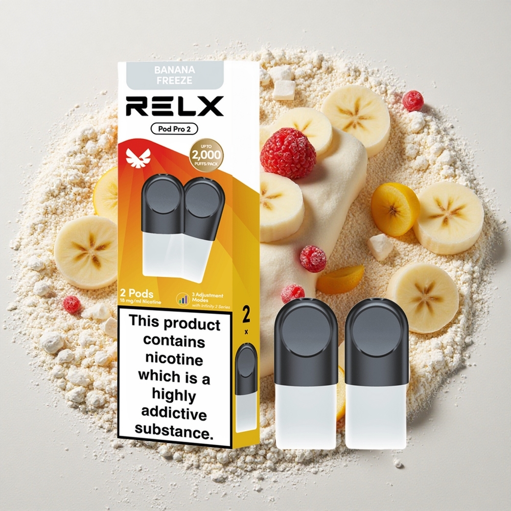 RELX Pod Pro 2 600 Puffs Dessert-Banaan Vries Nicotine:1.8% Capaciteit:1.9ml