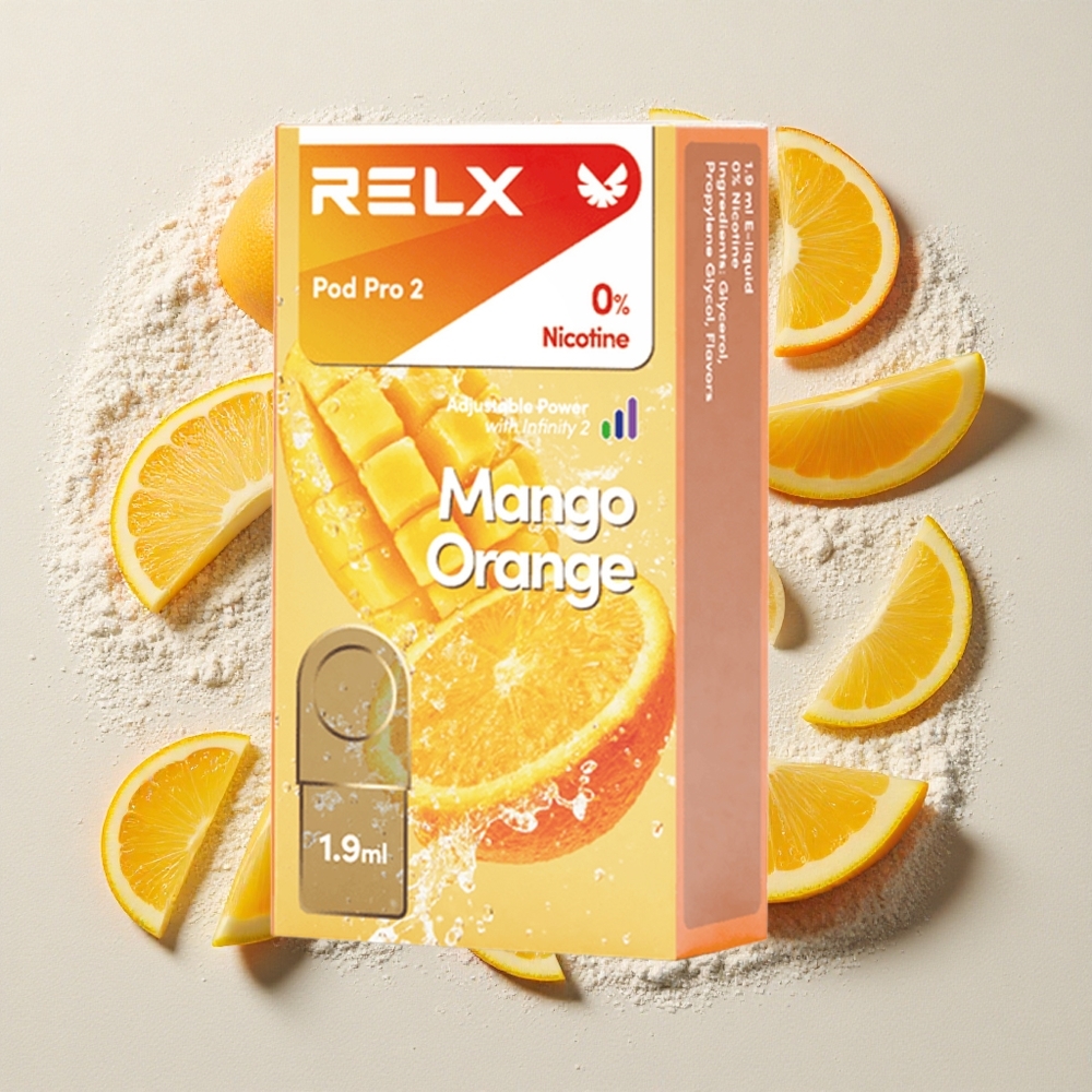 RELX Pod Pro 2 600 Puffs Mango Oranje Nicotinevrij 1,9ml