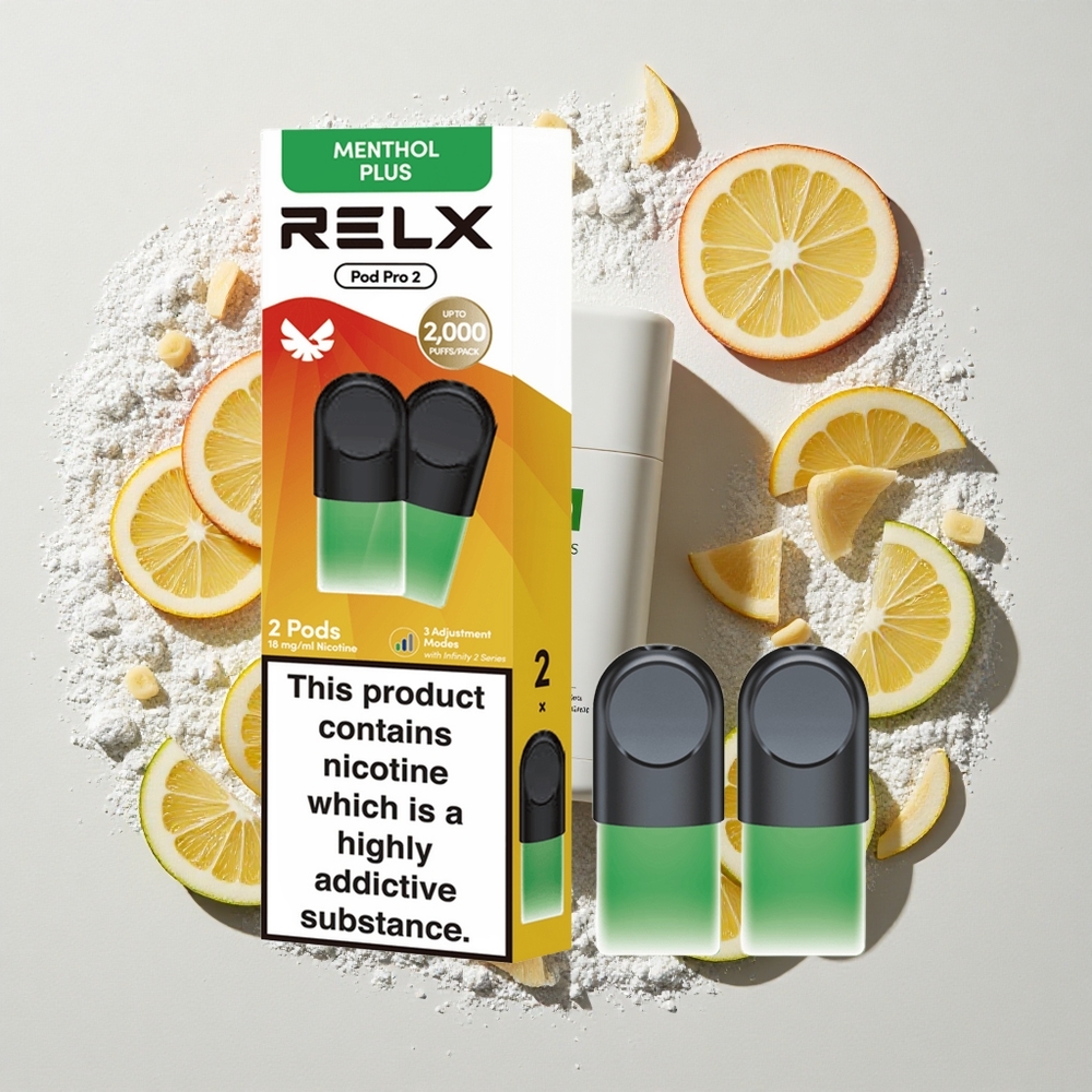 RELX Pod Pro 2 600 Puffs Munt-Menthol Plus Nicotinegehalte:1,8%, Vloeistofcapaciteit:1,9ml