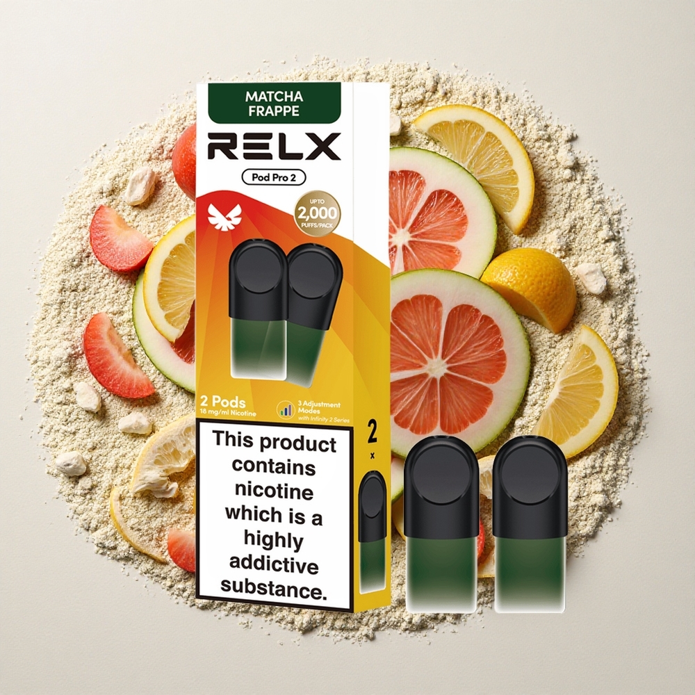 RELX Pod Pro 2 600 Puffs Thee-Matcha Frappe Nicotinegehalte:1,8% Vloeistofcapaciteit:1,9ml