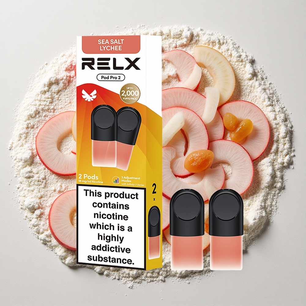 RELX Pod Pro 2 600 Puffs Zeezout Lychee 1,9ml 1,8% Nicotine Eco/Smooth/Boost Mode